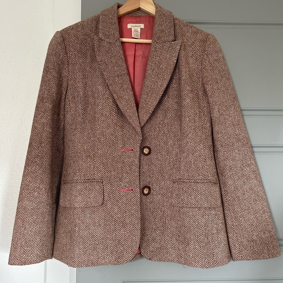 Sundance Brown and white herringbone lined blazer size xs - Picture 2 of 8